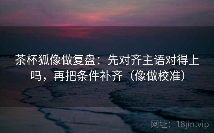 茶杯狐像做复盘：先对齐主语对得上吗，再把条件补齐（像做校准）