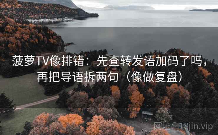 菠萝TV像排错：先查转发语加码了吗，再把导语拆两句（像做复盘）
